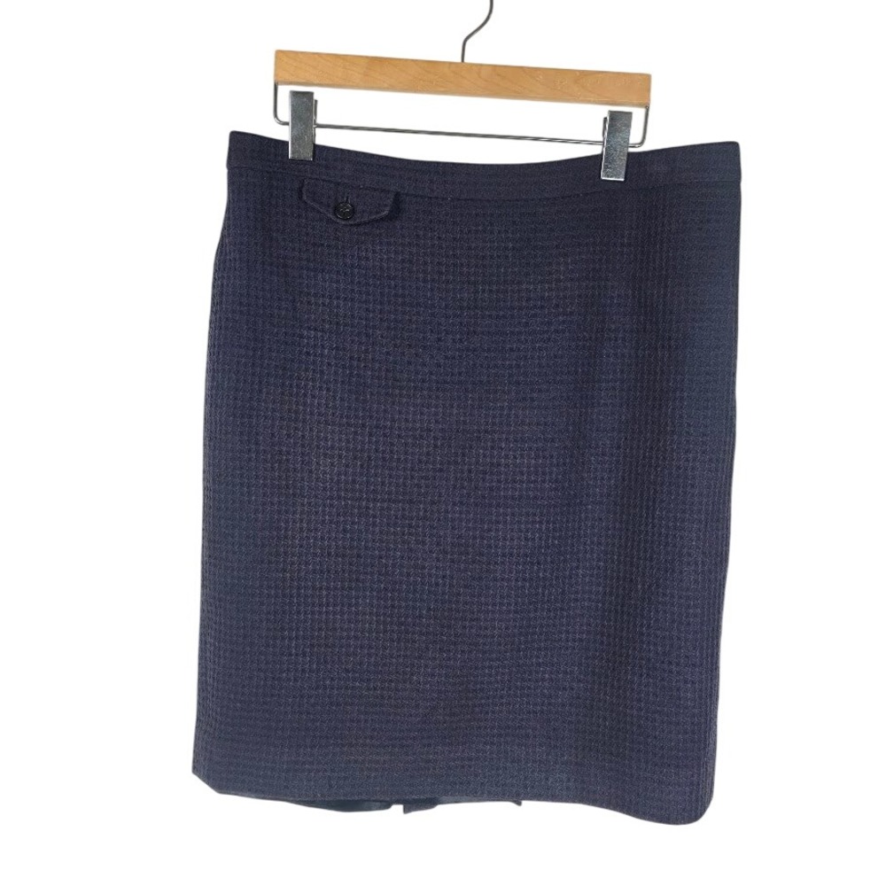 J.Crew No. 2 Pencil Skirt Womens Navy Blue Textured Cotton Workwear 10